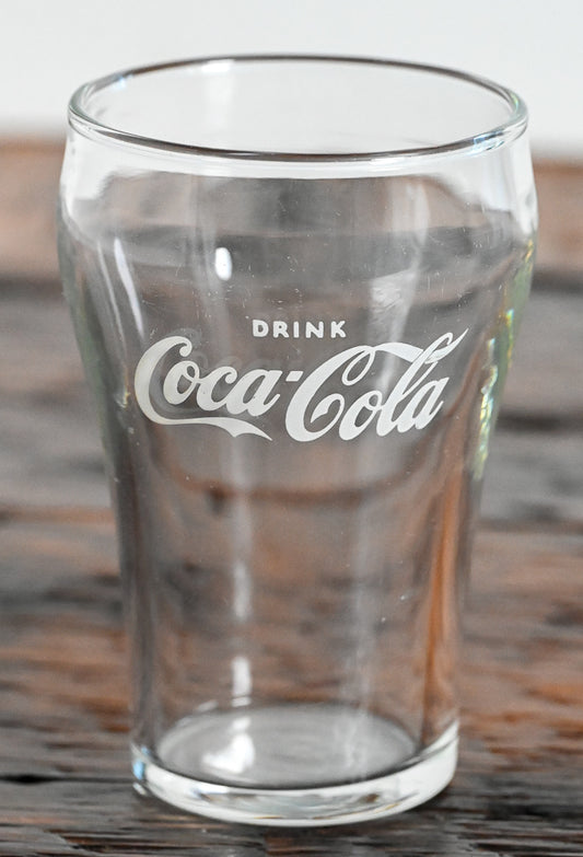 Libbey coca-cola white logo on clear glass