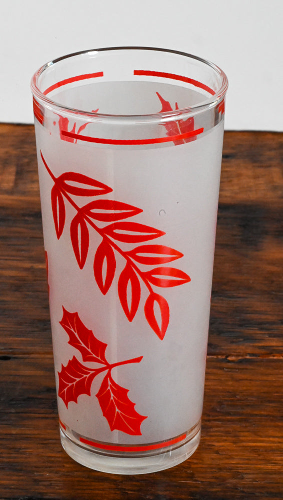 red leaf and frosted highball glass
