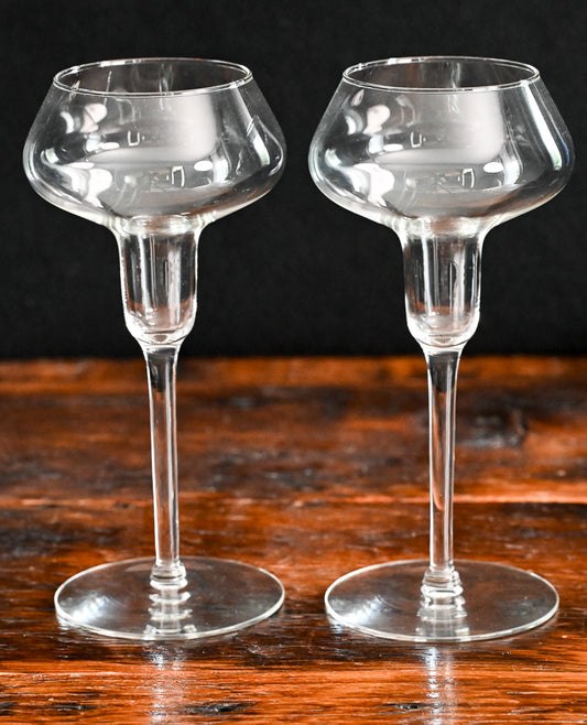 clear Princess House stemmed tulip candleholders