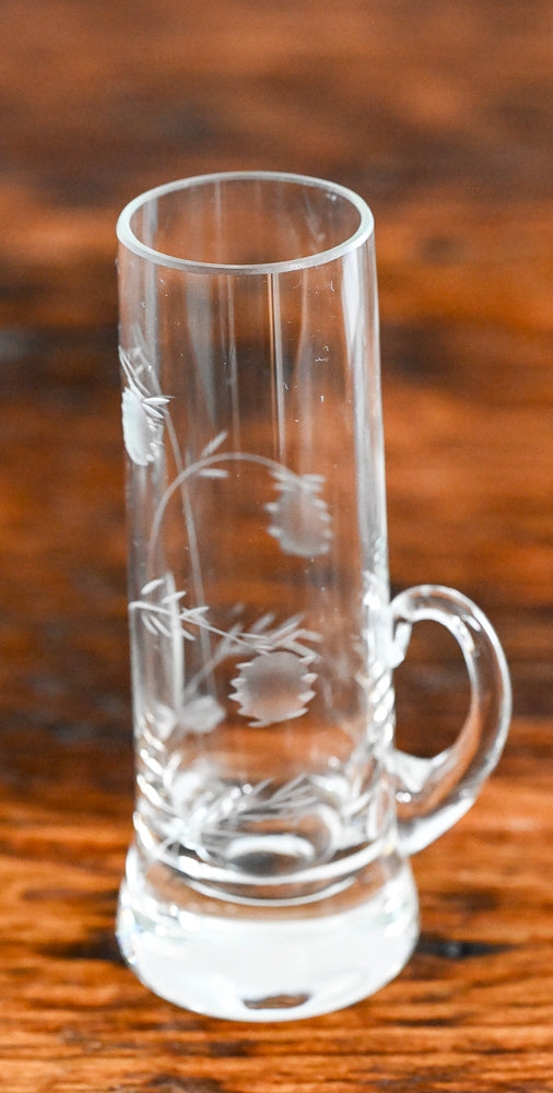 floral etched shot glasses with handles