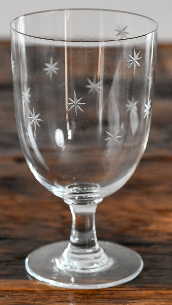 CG Quartzex star etched clear water goblets