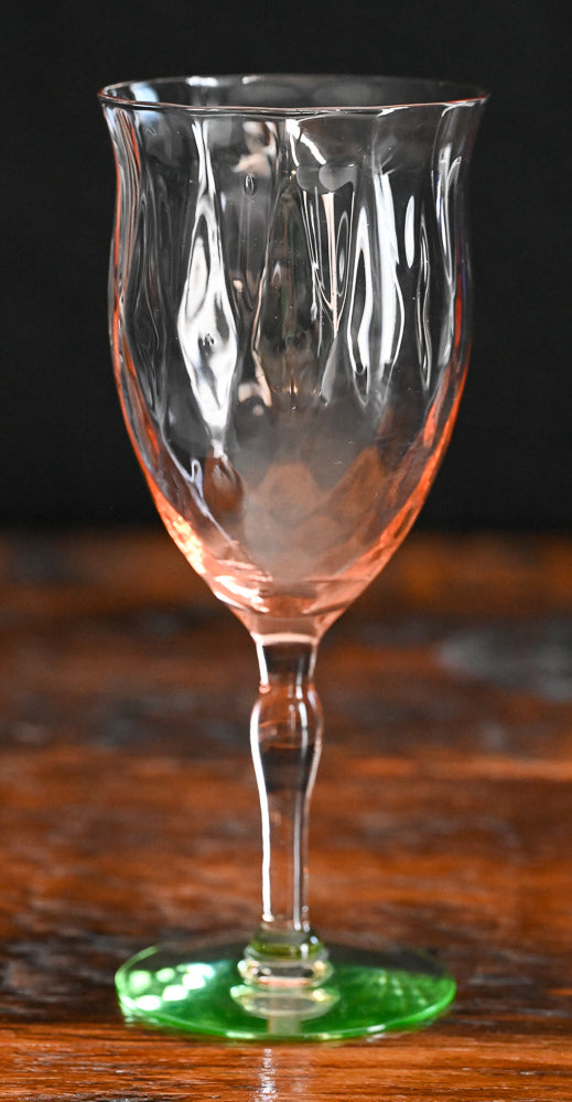 diamond optic watermelon pink and uranium base water goblets