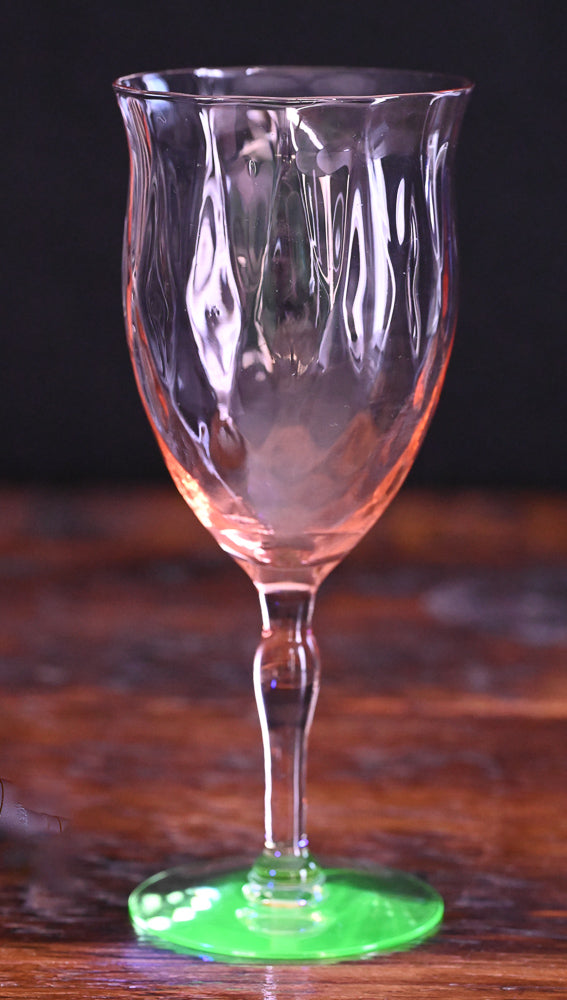diamond optic watermelon pink and uranium base water goblets