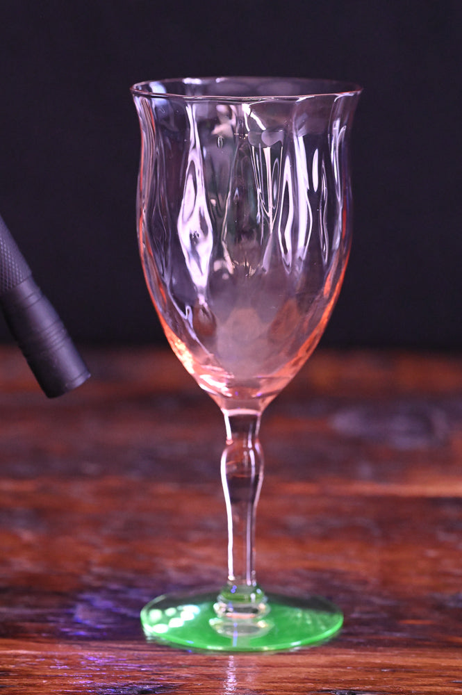 diamond optic watermelon pink and uranium base water goblets