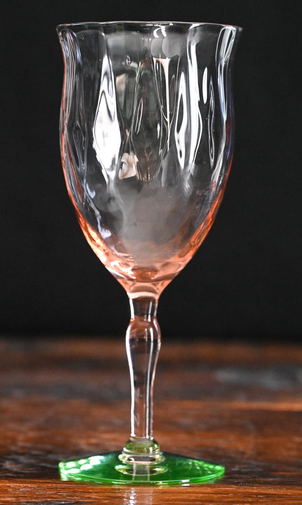 diamond optic watermelon pink and uranium base water goblets