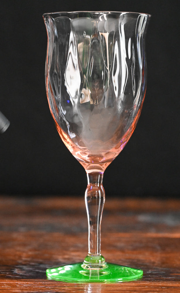 diamond optic watermelon pink and uranium base water goblets