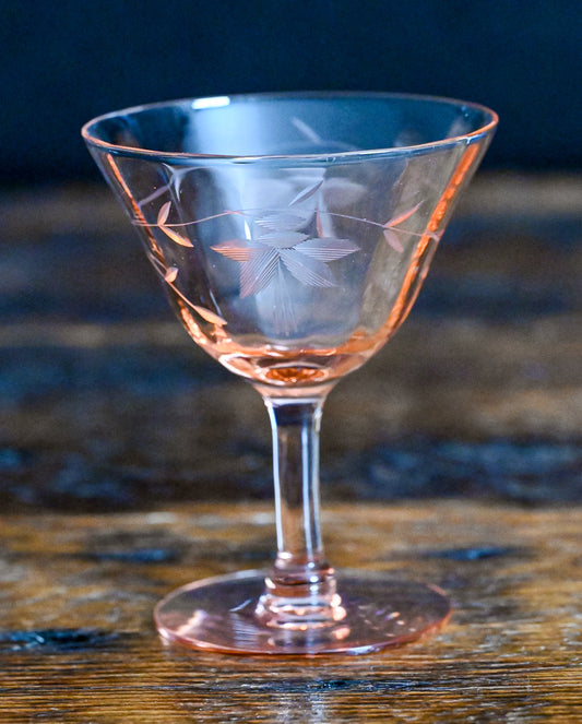 pink depression glass cocktail coupes