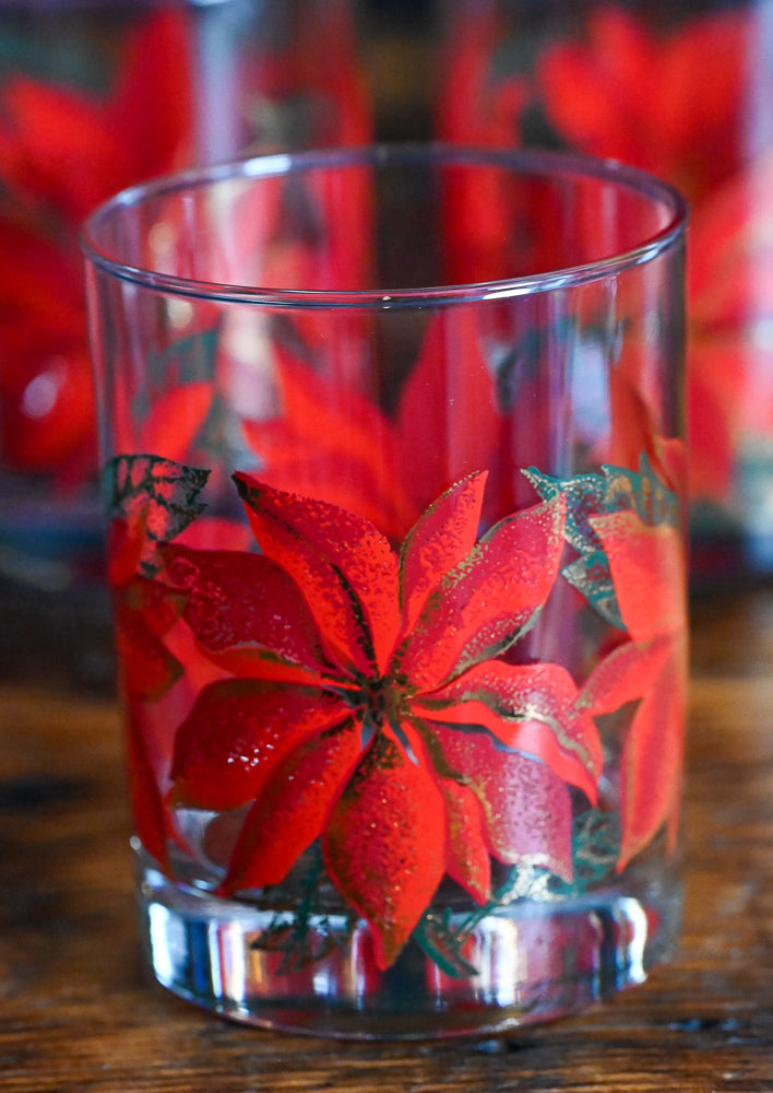 Culver Poinsettia double rocks glasses