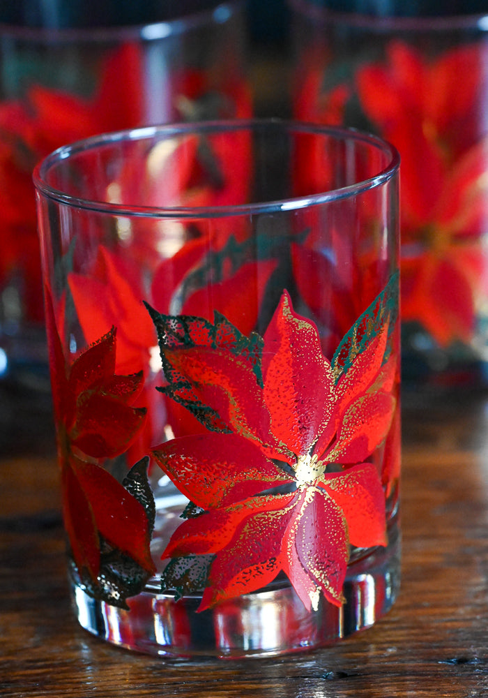 Culver Poinsettia double rocks glasses
