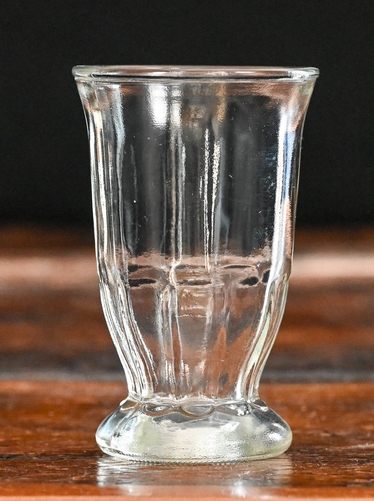 small clear juice glasses