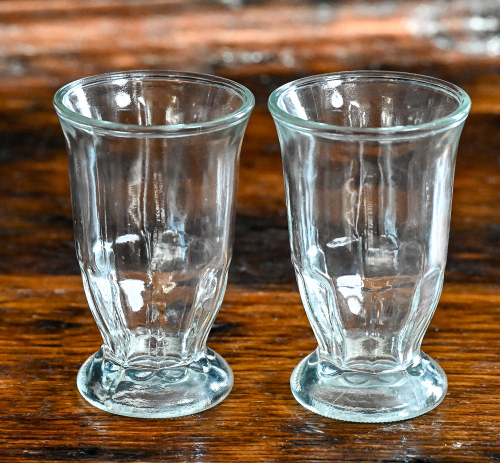 small clear juice glasses