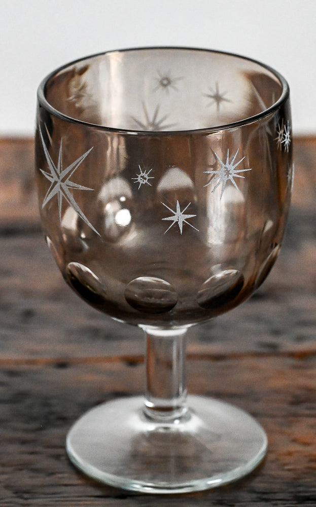 Bartlett Collins gray goblet with frosted stars