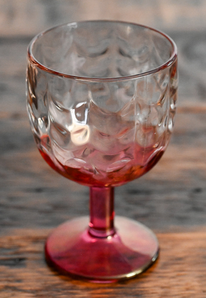 Bartlett Collins pink waterfall glass goblet