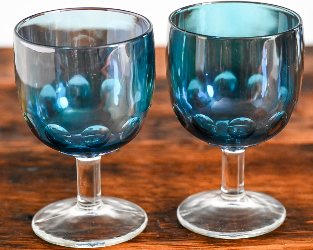 Bartlett Collins blue glass goblets