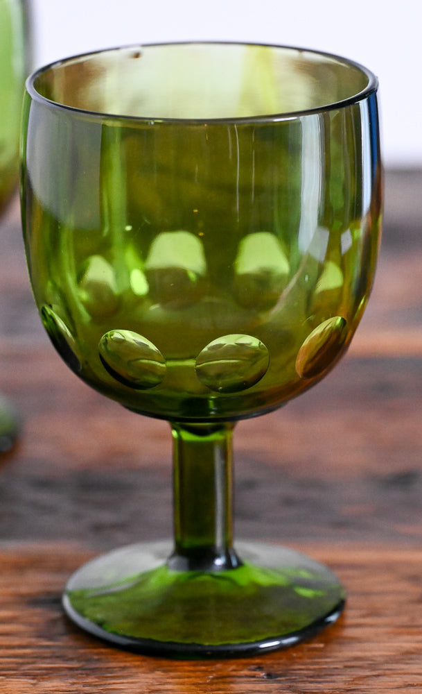 Bartlett Collins green glass goblets