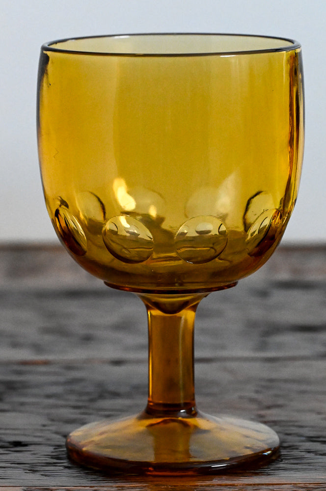 Dozen Vintage factory Amber Thumbprint Depression Goblets