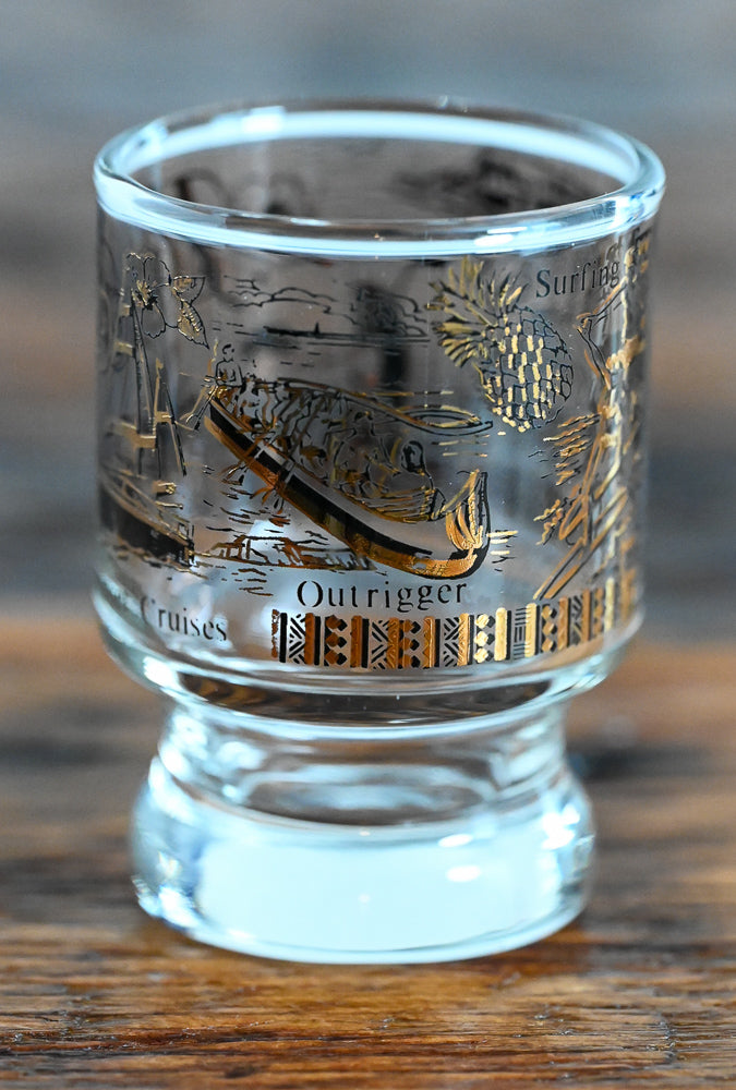 hawaii black and gold print shot glass