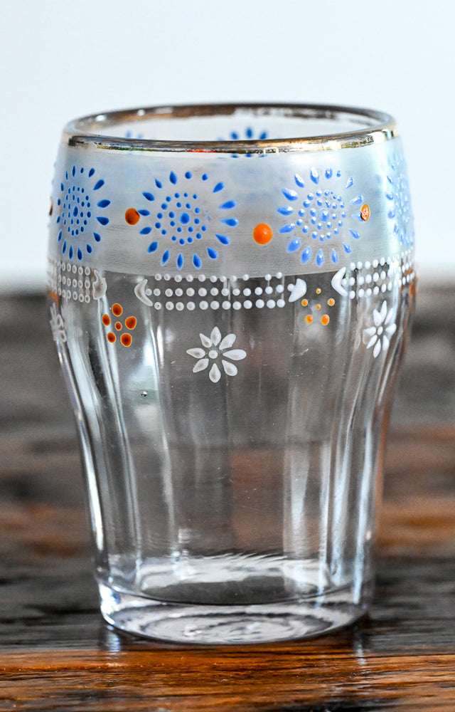 Blue and white hand painted clear tumbler