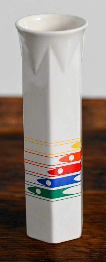 FTDA cream vase with rainbow lines