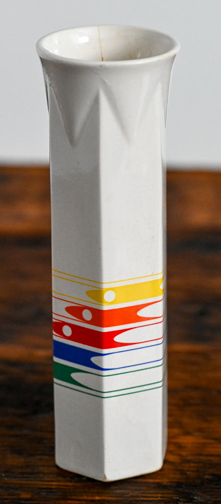 FTDA 1986 cream vase with rainbow lines