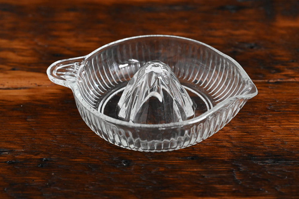 ribbed glass citrus reamer with tab handle