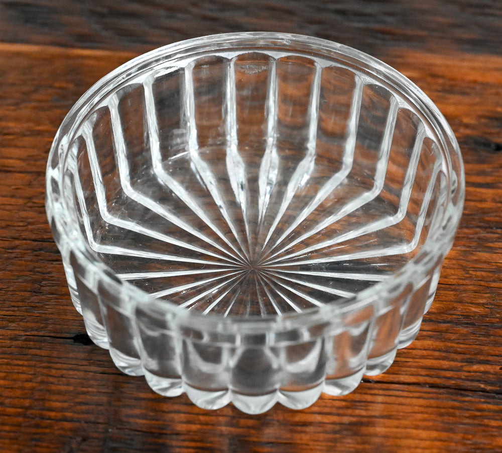 clear glass ribbed small bowl