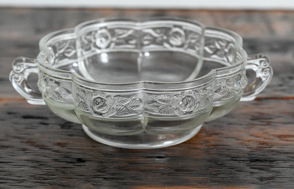 Jeannette Glass clear glass rose bowl