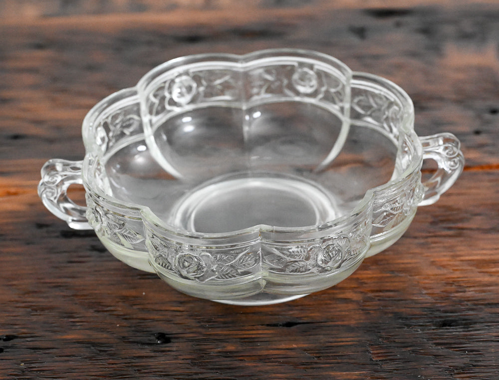 Jeannette Glass clear glass rose bowl