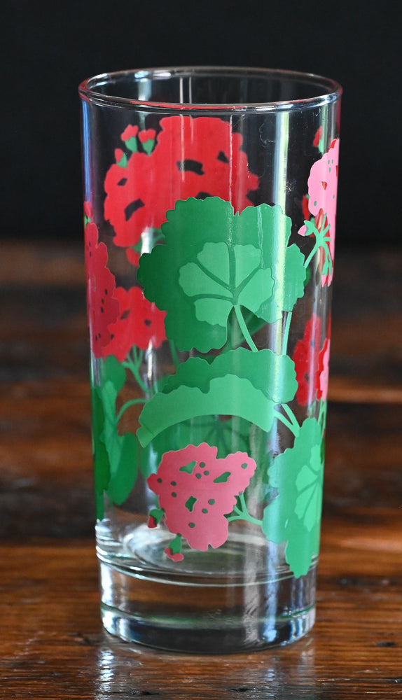 pink and green floral Avon Summer Fantasy Highball Glass