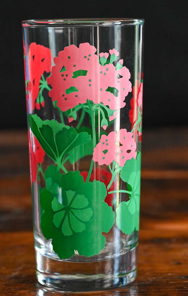 pink and green floral Avon Summer Fantasy Highball Glass