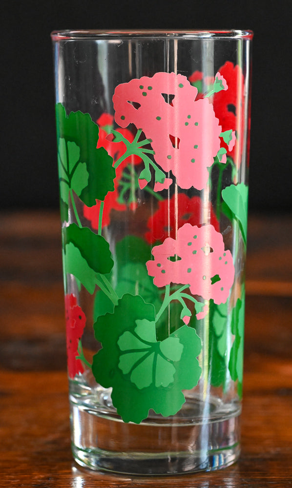 pink and green floral Avon Summer Fantasy Highball Glass