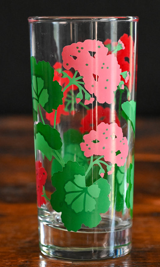 pink and green floral Avon Summer Fantasy Highball Glass