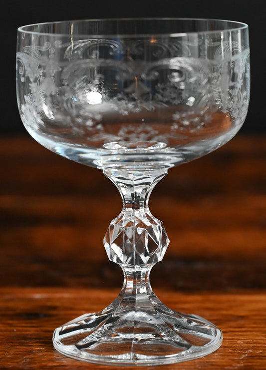 Bohemian Crystal Cascade Etched Cocktail Coupes