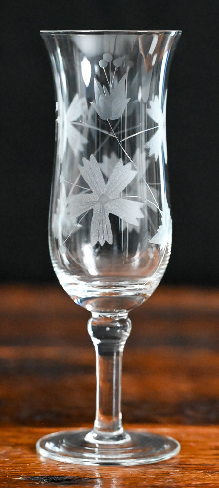 floral etched clear goblets