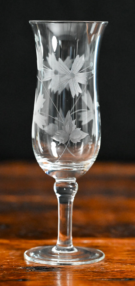 floral etched clear goblets