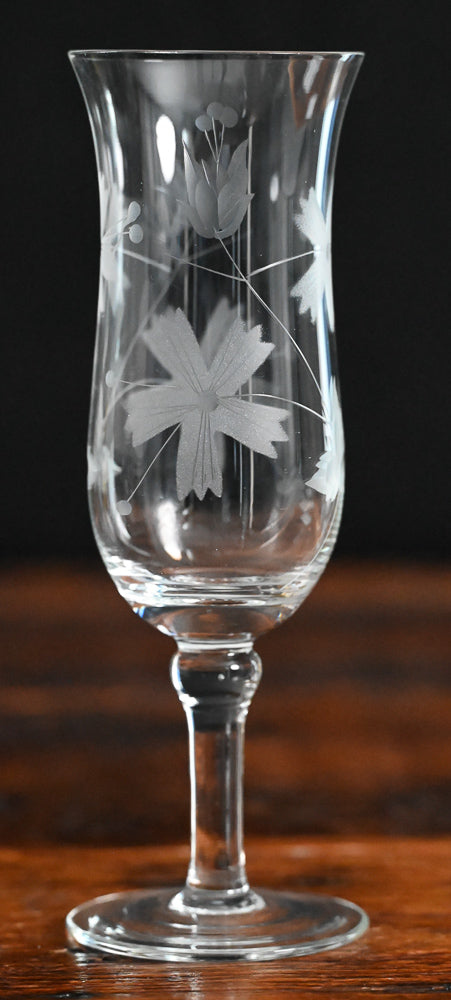 floral etched clear goblets