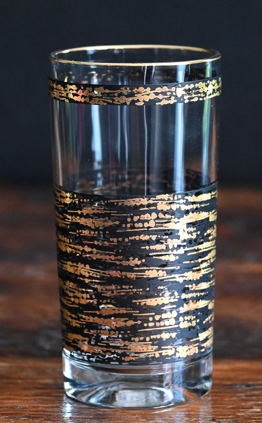 black and gold striped tumblers with gold rim