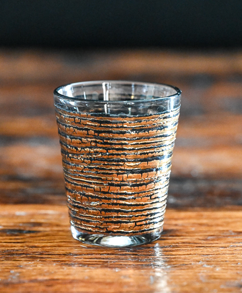 black and gold stripe shotglass