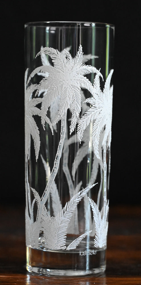 frosted white palm trees highball glasses