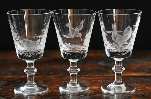 engraved bird goblets