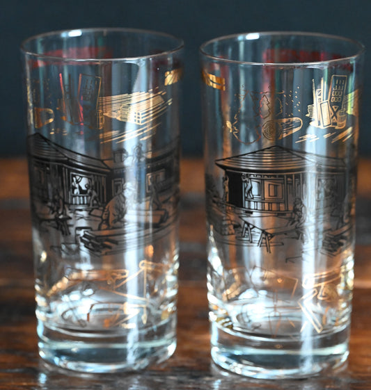 black and gold lumberjack print tumblers