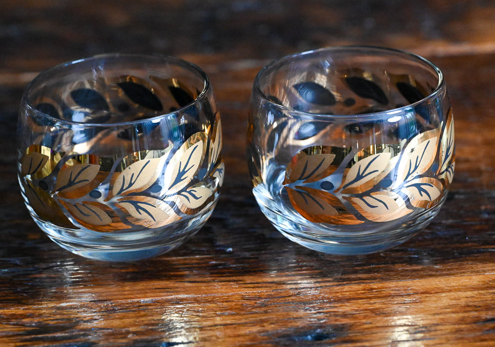 black and gold Federal roly poly glasses