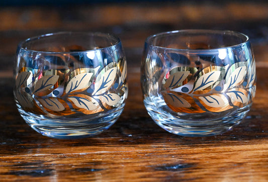 black and gold Federal roly poly glasses