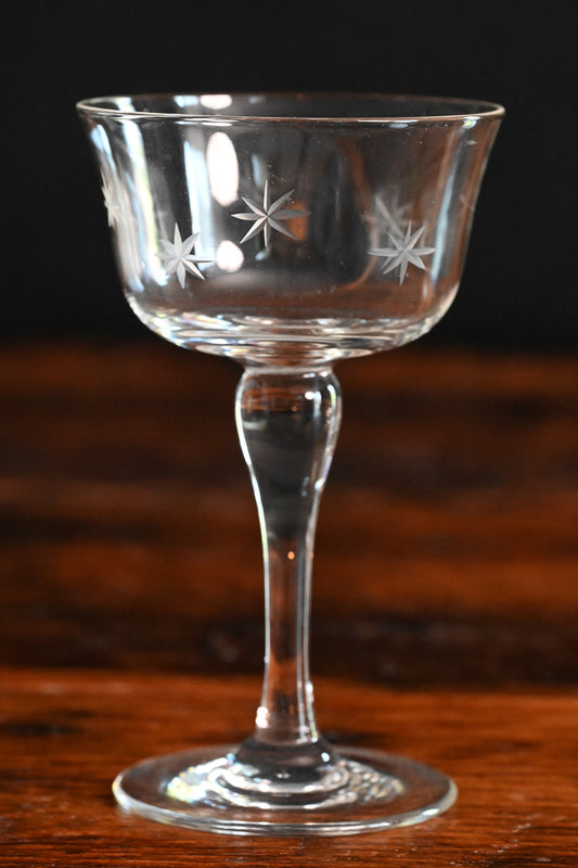 clear Atomic starburst cocktail coupes