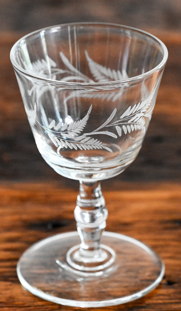 fern wheel cut clear goblet