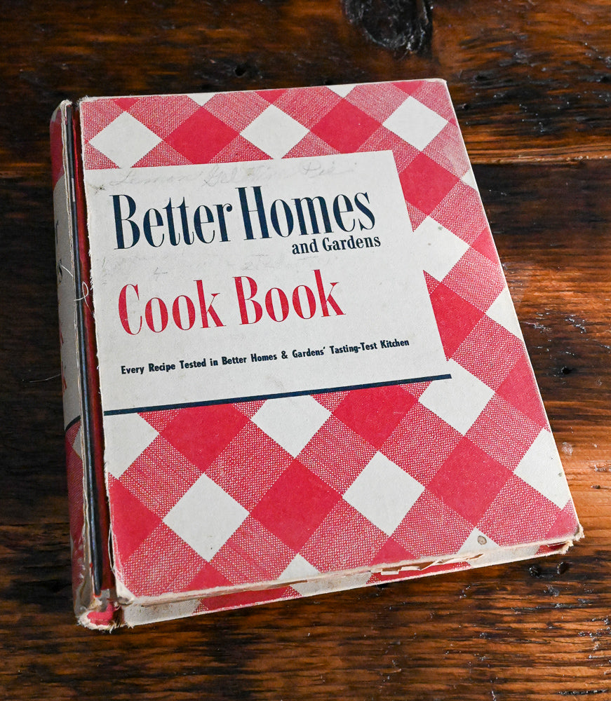 red and white gingham Better Homes & Gardens cookbook