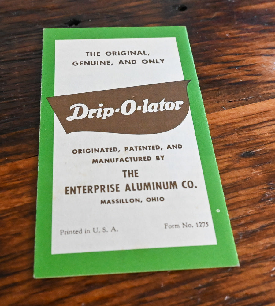 green and white Drip-O-later instruction manual