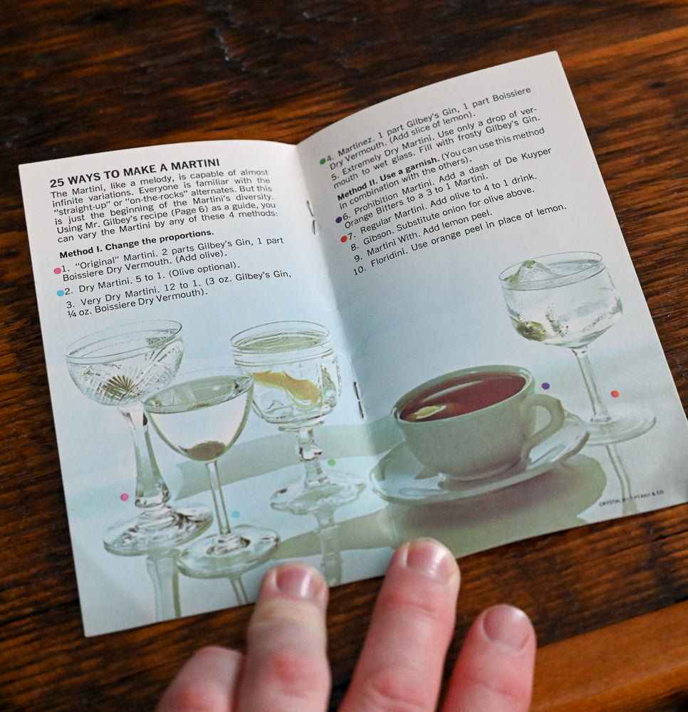 inside of the Martini book with recipes and cocktail pictures