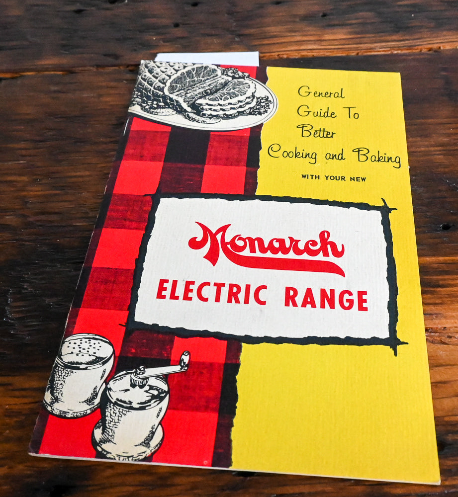 yellow, black and yellow cover of Monarch Electric Range cookbook