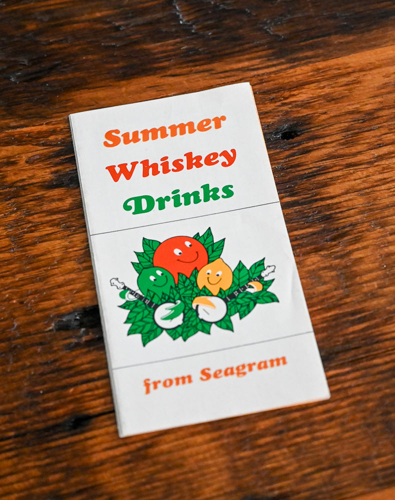 Seagrams Summer whiskey drinks pamphlet in orange, yellow, red and green